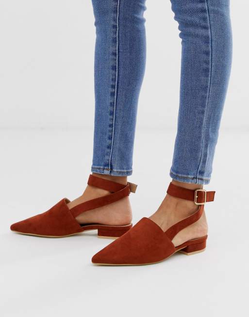 RAID Sanoura cognac open back flat shoes | ASOS
