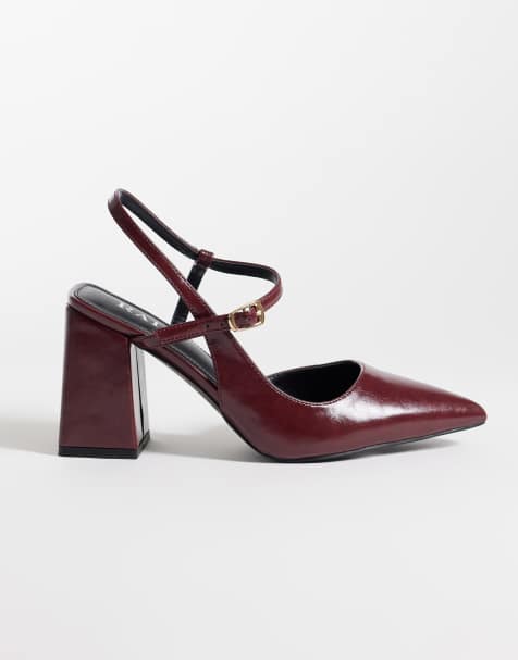 RAID schoenen met brede pasvorm, blokhak, slingback en puntige neus in bordeauxrood - view 1