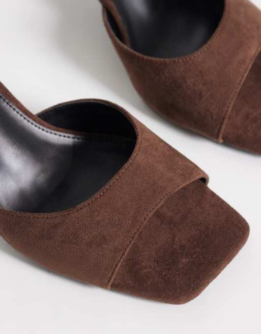 RAID schoenen met brede pasvorm Cerese muiltjes van imitatiesuède met hak in bruin, 3 van 4