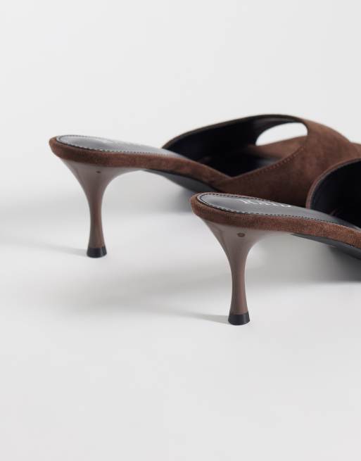 RAID schoenen met brede pasvorm Cerese muiltjes van imitatiesuède met hak in bruin, 4 van 4