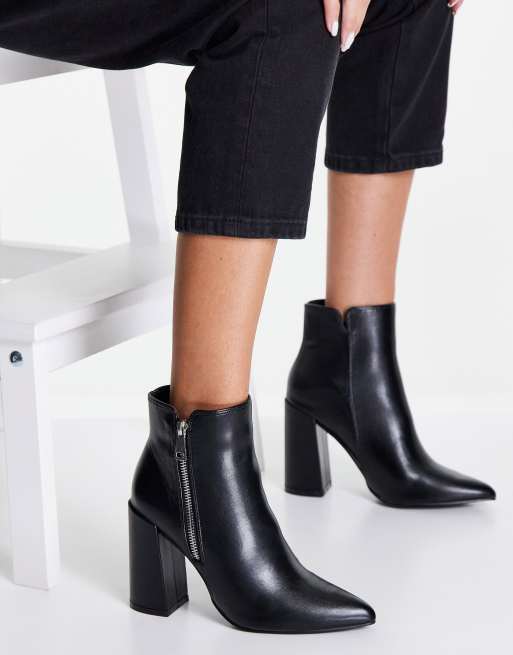 RAID Seren heeled ankle boots with zip detail in black | ASOS