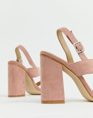 sandali rosa cipria con tacco largo