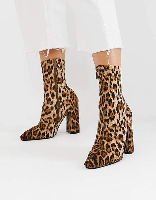 RAID Shannon leopard print heeled sock boots