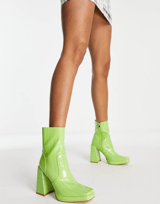 Neon green best sale ankle boots