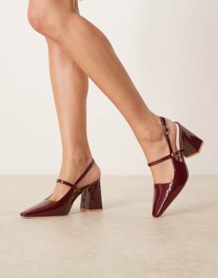  Siya block heeled shoes with pointed toe  patent