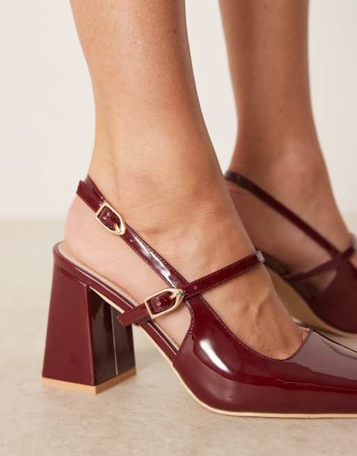 RAID Siya block heeled shoes with pointed toes in red patent