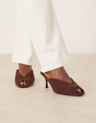  Sonika kitten heel mules  faux suedette
