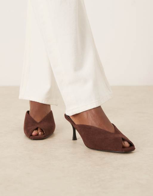 RAID - Sonika - Mules à petit talon en daim - Marron