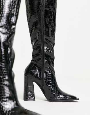 missguided black croc boots