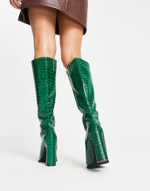 Green croc online booties