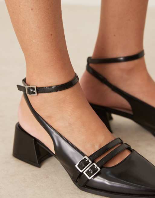RAID - Stacia - Scarpe Mary Jane nere con tacco e cinturino posteriore, 3 di 4