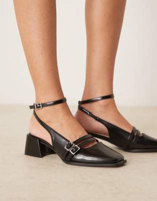 RAID Stacia slingback heeled mary janes in black - view 1