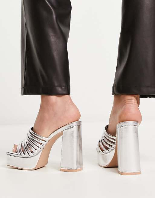 RAID Stella platform mules in metallic silver