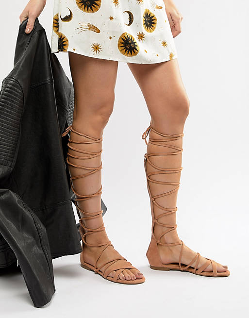 RAID Stone High Leg Gladiator Sandals