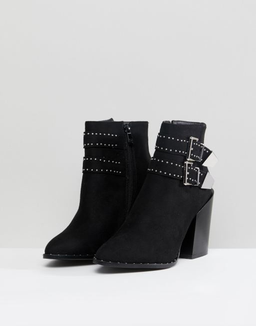RAID – Svarta, högklackade ankelboots med nitar och spänne, 2 av 4