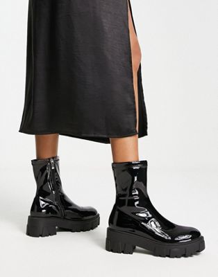RAID Tackle lug sole ankle boots in black vinyl  - ASOS Price Checker