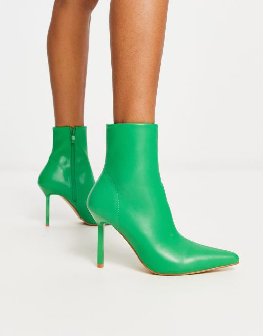 Green high 2025 heel boots