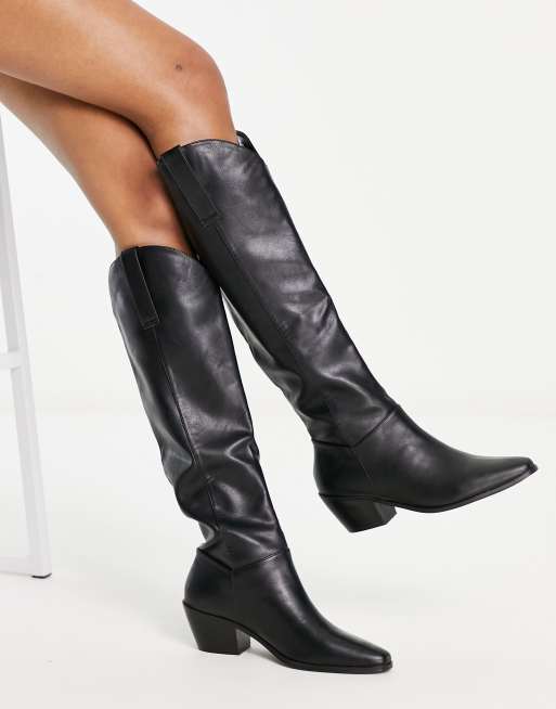 Raid Taylor western style knee boots in black | ASOS