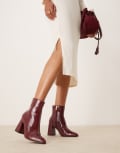 [Raid] RAID Tetlee block heel ankle boots in burgundy patent-Red 36 Burgundy pu