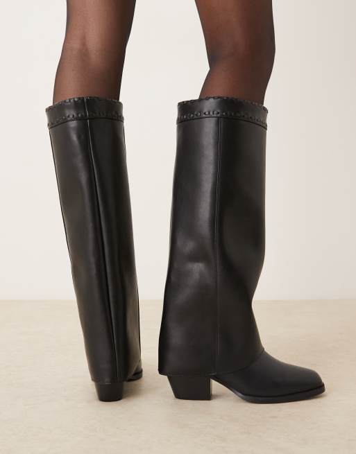 RAID Tierney foldover knee boots in black