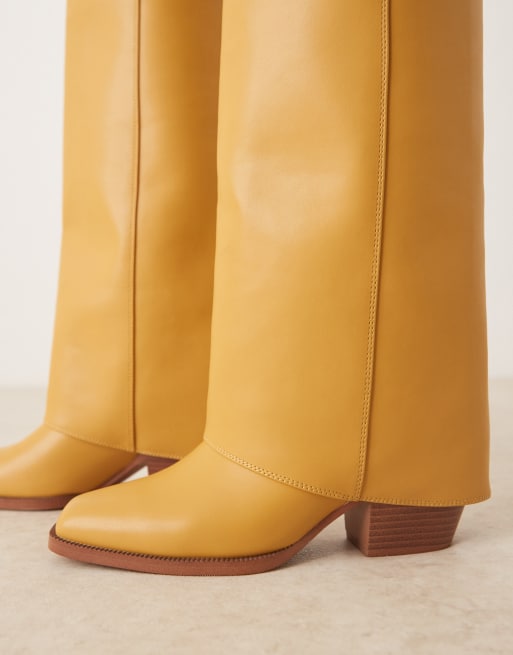 RAID Tierney foldover knee boots in yellow, 2 of 4