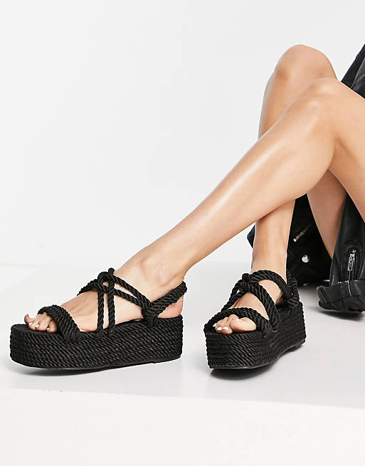 RAID Tinly flatofrm rope sandals in black