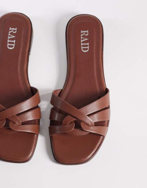 RAID - Toffee - Brune flade slider-sandaler, 2 af 4