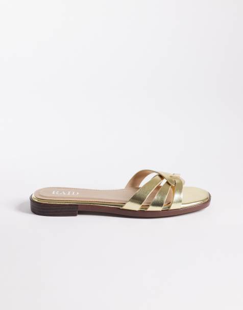 RAID Toffee flat sandal slides in gold - view 1