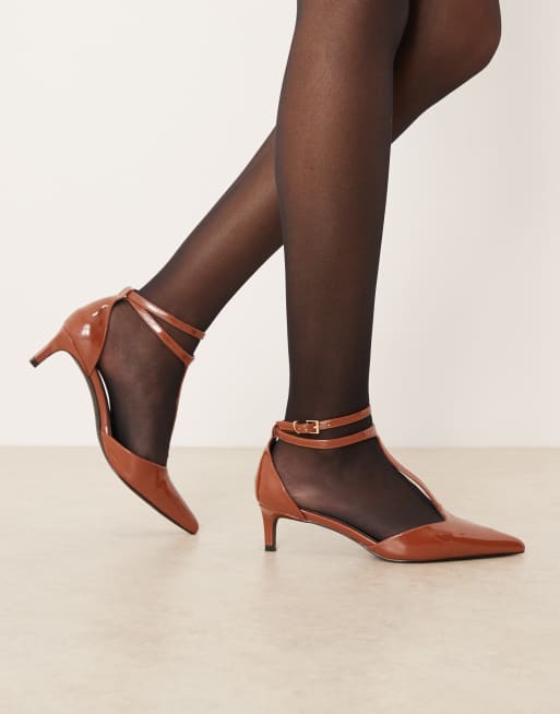 RAID Tosha kitten heel shoes in milk chocolate patent, 4 of 4