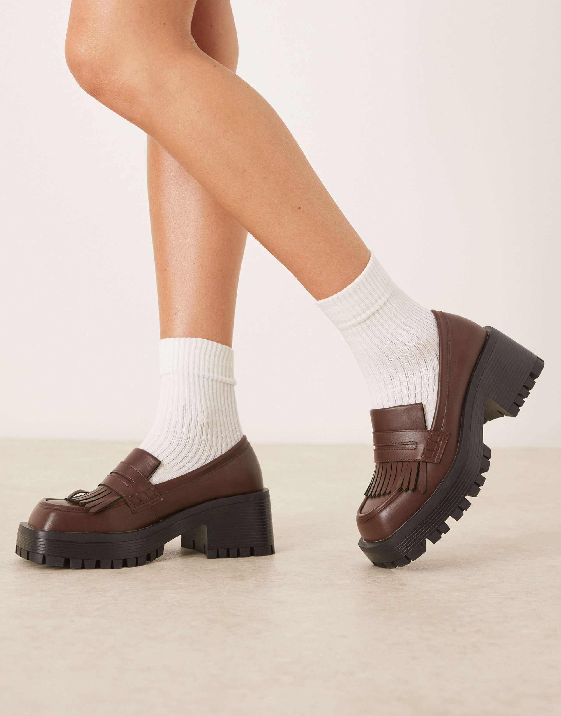 raid vamika chunky loafers in brown