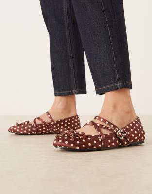 Raid Varley - Flache Ballerinas in Braun mit Polka Dots-Brown