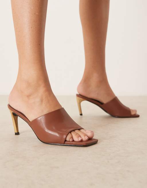 RAID Vera heeled mules in brown, 3 of 4