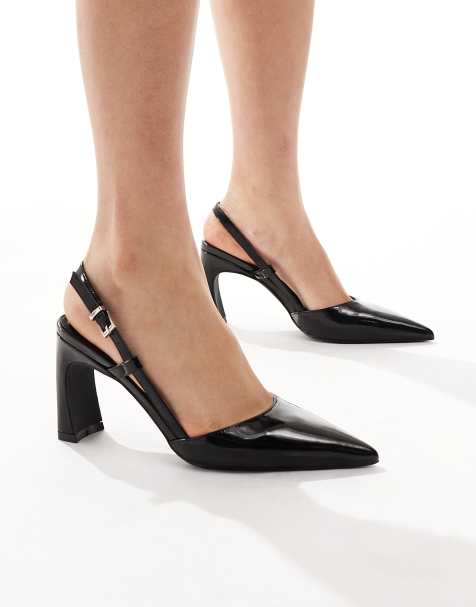 RAID Verena slingback heeled shoes with curved heel in black - view 1
