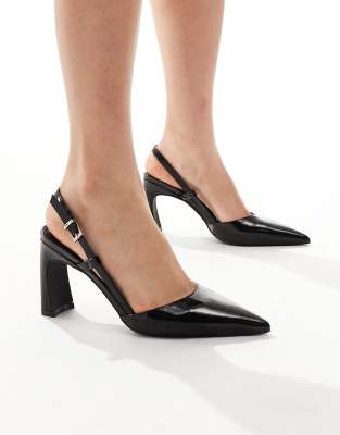 Raid Verena Slingback Heeled Shoes With Curved Heels In Black