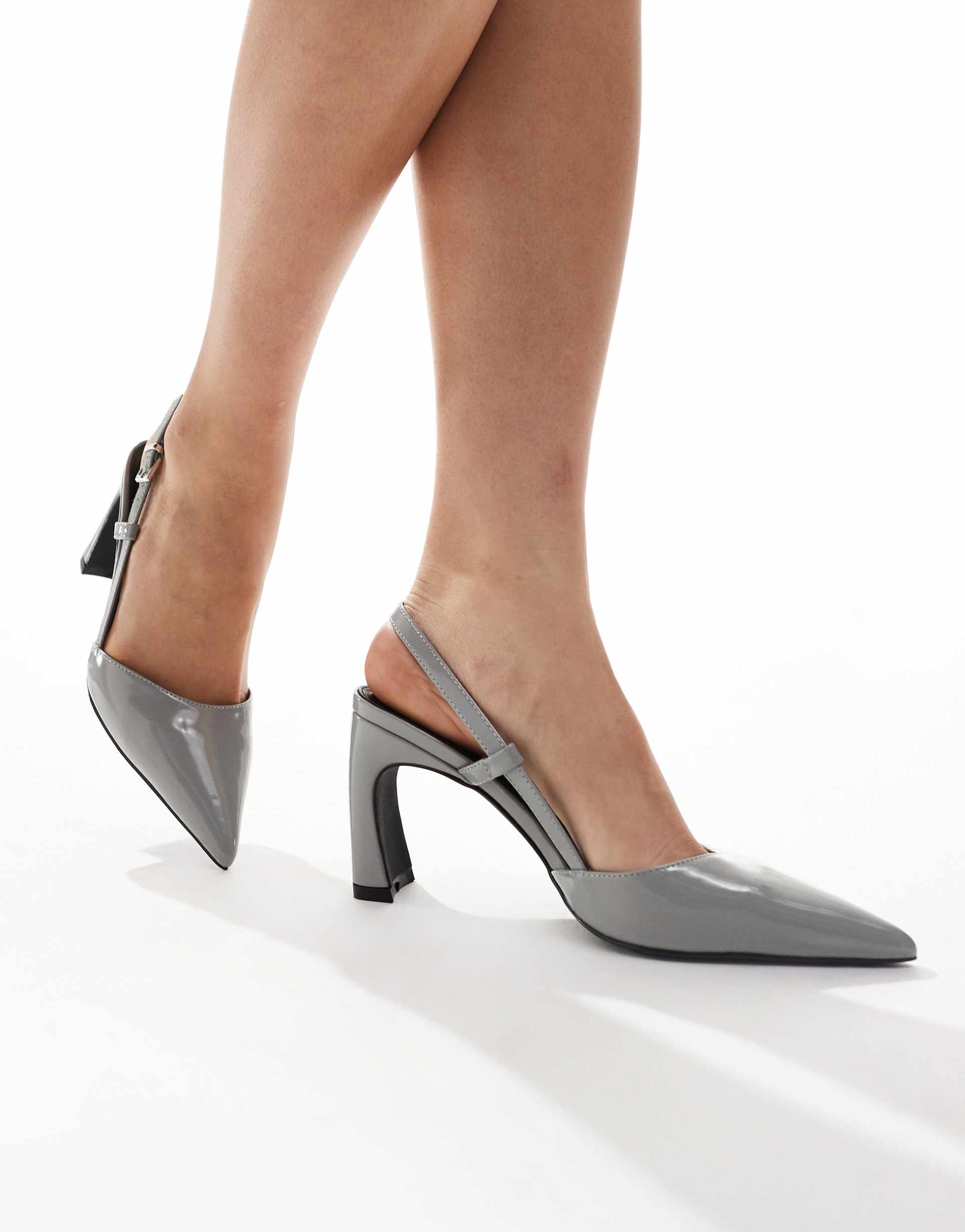 raid verena slingback heeled shoes with curved heels in gray