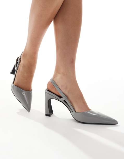 RAID Verena slingback shoes with curved heel in grey - view 1
