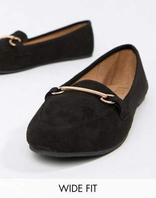 Raid Wide Fit - Raid - viera - zwarte platte schoenen met trens en brede pasvorm