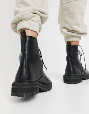 black flat chunky boots