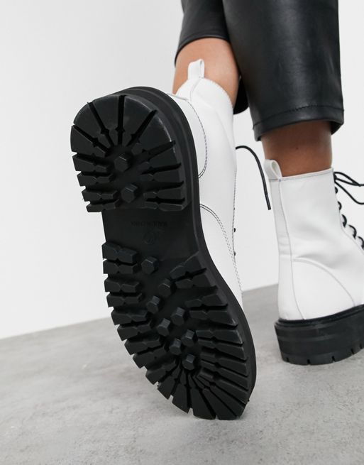 Raid Vinita Flat Chunky Lace Up Ankle Boots In Off White | Asos