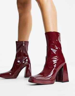 Vinyl heeled outlet boots