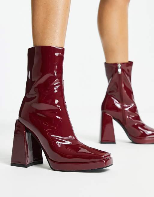 Red vinyl ankle sales boots