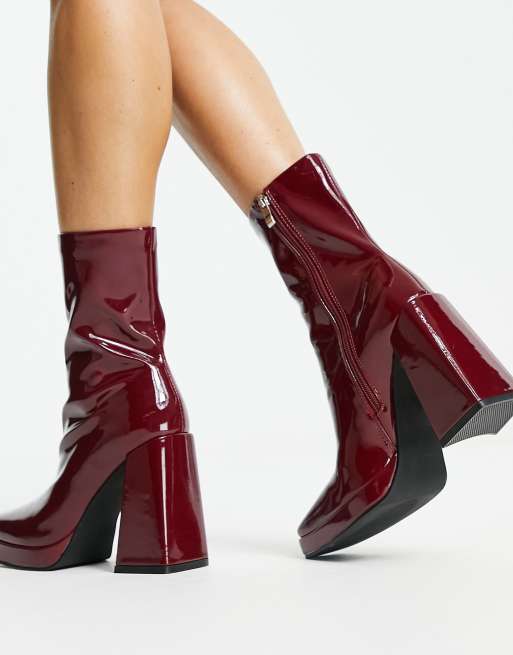 Red on sale vinyl boots