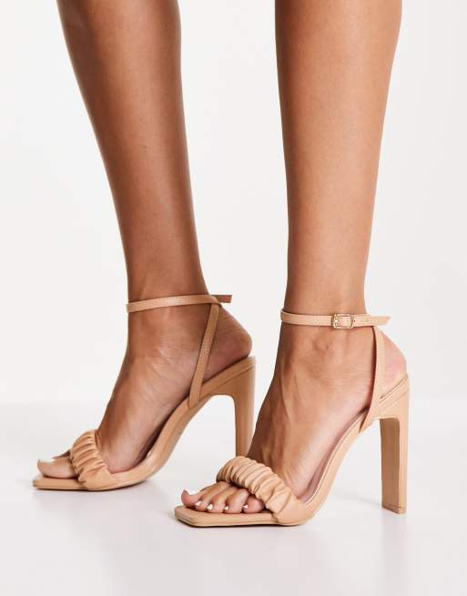 RAID Waverly ruched heeled sandal in beige, 3 of 4