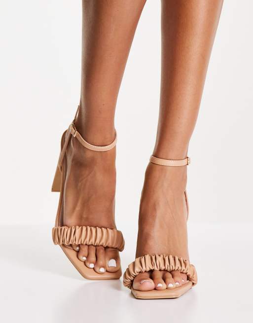 RAID Waverly ruched heeled sandal in beige, 4 of 4