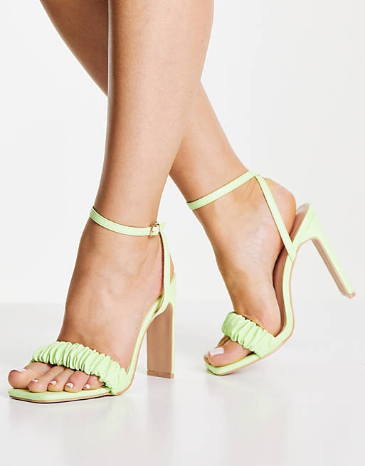 RAID Waverly ruched heeled sandal in lime