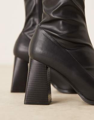 Raid Whisper Block Heeled Ankle Boots With Pointed Toes In Black