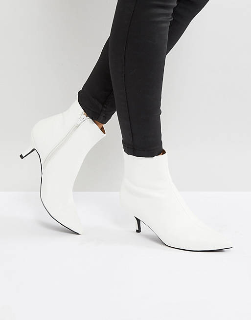 RAID White Kitten Heeled Boot