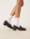 [Raid Wide Fit] RAID Wide Fit Aarvi square toe loafers in black 36 Black pu