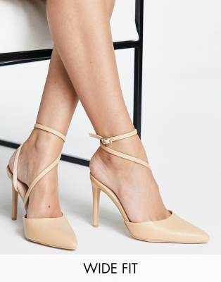 RAID Wide Fit Aasta asymmetric heeled shoes in beige-Neutral