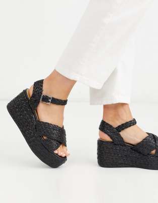 raffia flatform sandals